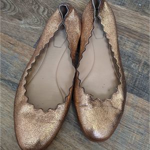 Chloe metallic bronze ballet flat shoes